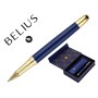 Esferografica E Estojo Belius Soiree Desenho Art Deco Azul Marinho E Dourado Tinta Azul Caixa Design