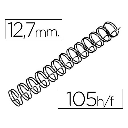 Espiral Gbc Preta Modelo Wire 3:1 12,7 Mm N.8 com Capacidade Para 105 Folhas