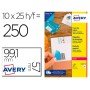 Etiqueta Adesiva Avery Permanente Para Impressora Laser Branca 99,1X57 Mm Caixa de 250 Unidades