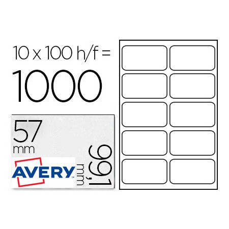 Etiqueta Avery Adesiva Branca Cartao de Visita Medidas 99,1X57 Mm Inkjet Laser Copiadora 1000 Unidades Caixa de 100 Folh