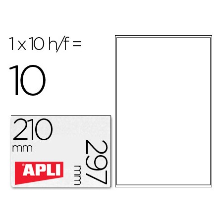 Etiquetas Adesivas Apli de Poliester Para Impressora Tinteiro 210X297 Mm Carteiras de 10 Folhas