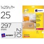 Etiquetas Adesivas Avery Din A4 Imprimiveis Transparente 210X297 Mm Caixa de 25 Folhas com 25 Etiquetas