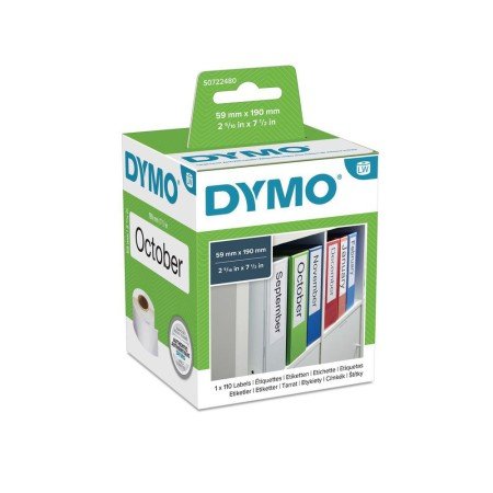 Etiquetas Adesivas Dymo Para Impressora Labelwriter 400 - 59X190 Mm Lombada Arquivador 110 Etiquetas