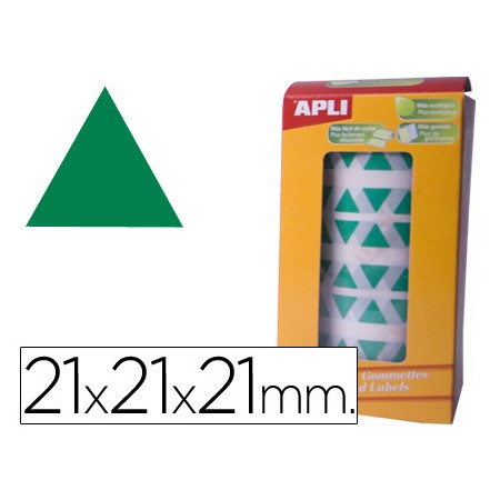 Etiquetas Apli Autoadesivas Triangulares 21X21X21 Mm Verde em Rolo de 2832 Etiquetas