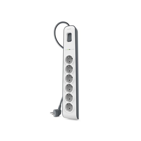 Extensao Belkin Bsv603Vf2M Protecao Contra Sobrecargas 6 Tomadas Botao Lig. E Desl. Cor Branco/Cinza