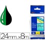 Fita Brother Tz-751 Laminada Verde-Preto 24Mm x 8M