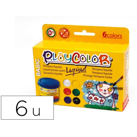 Guache Liquido Playcolor Liquid Basic 40 Ml Caixa de 6 Unidades Cores Sortidas