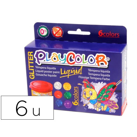 Guache Liquido Playcolor Liquid Glitter 40 Ml Caixa de 6 Unidades Cores Sortidas