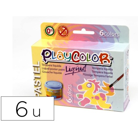 Guache Liquido Playcolor Liquid Pastel 40 Ml Caixa de 6 Unidades Cores Sortidas