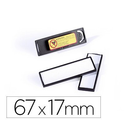 Identificador Durable Pvc Magnetico com Efeito Lupa Cor Preta 67X17 Mm