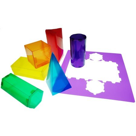 Jogo Modelos 3D Henbea Plastico Flexivel Formas Geometricas Cores Translucidos 35X35 Cm