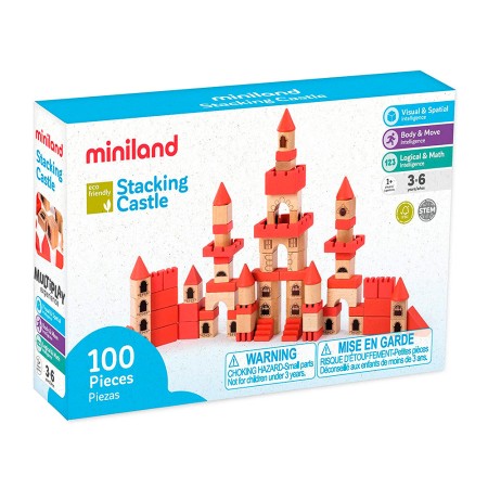 Juego Miniland de Construcccion 100 Piezas Material Madera Ecologica