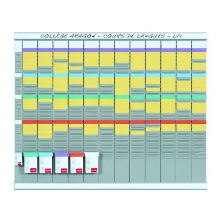Kit Planificacion de Tarjetas T Nobo 66X80 Cm 12 Columnas 2X32 Ranuras + 500 Tarjetas T N 2 Colores Surtidos + 100
