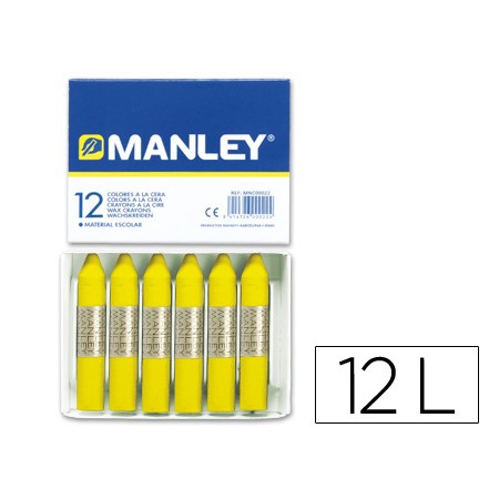 Lapis de Cera Manley 12 Unidades Amarelo Limao