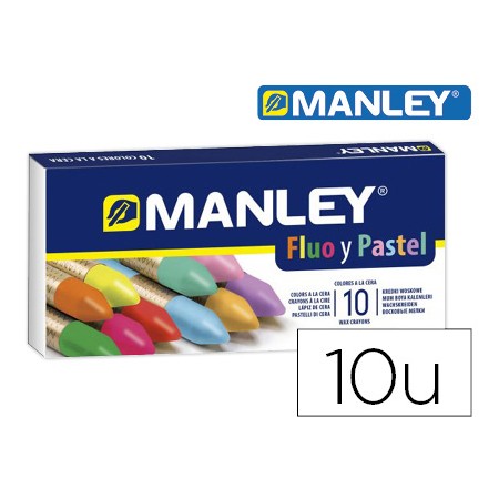 Lapis de Cera Manley Fluor E Pastel Caixa de 10 Cores Sortidas