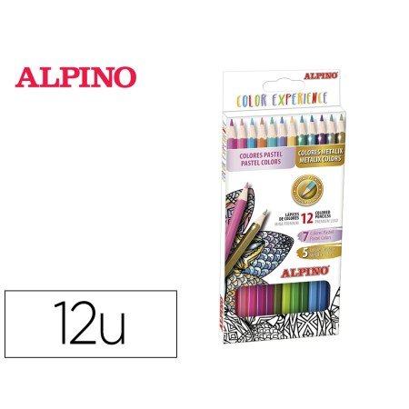 Lapis de Cor Alpino Experience Aguarelavel Mina Premium 3,3 Mm Special Colors Caixa Metalica de 7 Cores Pastel + 5 Cor