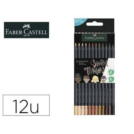 Lapis de Cor Faber Castell Black Edition Tons de Pele Caixa de 12 Unidades Cores Sortidas