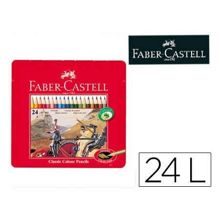 Lapis de Cor Faber Castell Caixa Metalica de 24 Cores Sortidas