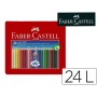 Lapis de Cor Faber-Castell Aguarelavel Colour Grip Triangular Caixa Metalica de 24 Cores Sortidas