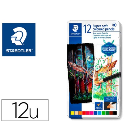 Lapis de Cor Staedtler Super Soft Caixa Metalica de 12 Cores Sortidas