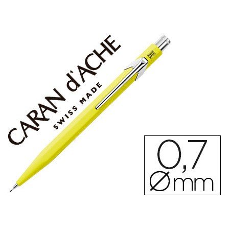 Lapiseira Caran D'Ache 844 0,7Mm Corpo Amarelo Adornos Cromados