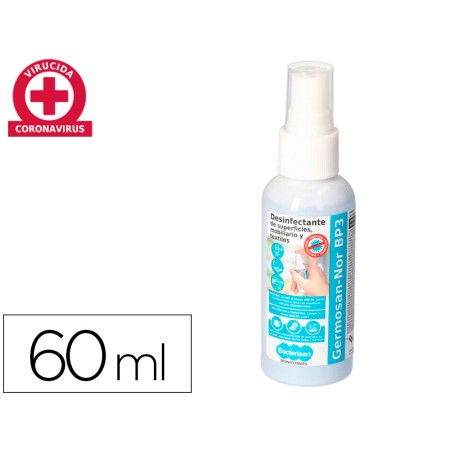 Liquido de Limpeza Higienizante Desemfetante Germosan Nor Bp3 Para Superficies E Mobiliario Frasco Pulverizador de 60 Ml