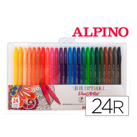 Marcador Alpino Dual Artist Color Experience Caixa de 24 Unidades Cores Sortidas