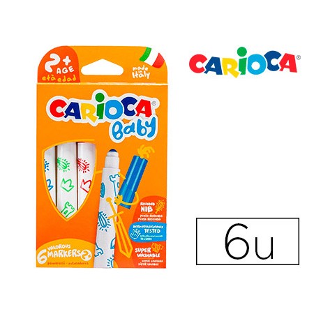 Marcador Carioca Baby 2 Anos Caixa 6 Cores Sortidas