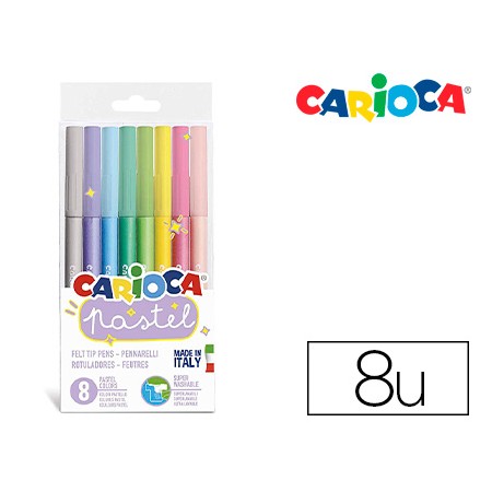 Marcador Carioca Pastel Blister de 8 Cores Sortidas