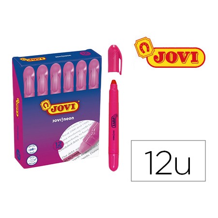 Marcador de Cera Gel Jovi Fluorescente Rosa Caja de 12 Unidades