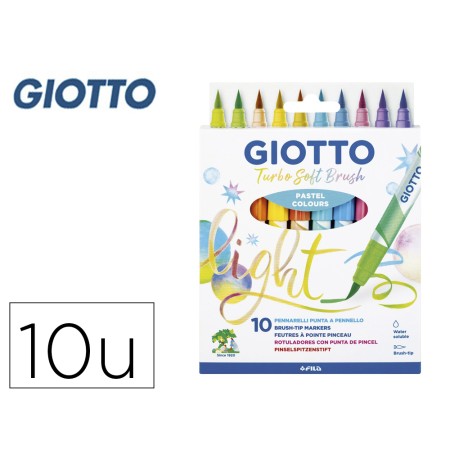 Marcador Giotto Turbo Soft Brush Pastel Ponta de Pincel Caixa de 10 Unidades Cores Sortidas