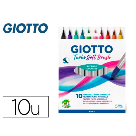 Marcador Giotto Turbo Soft Brush Ponta de Pincel Caixa de 10 Unidades Cores Sortidas