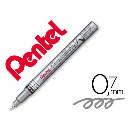 Marcador Pentel Permanente Mfp10-Z Prateado Para Pinturas Decorativas. Ponta Extra Fina