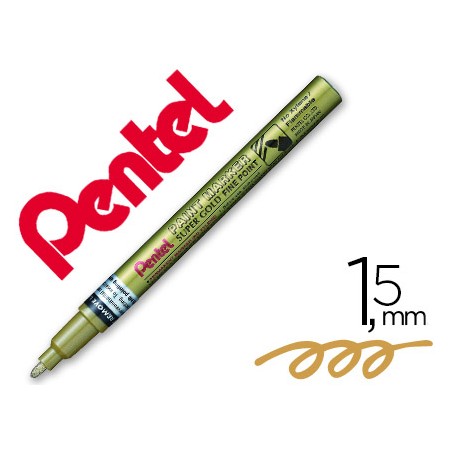 Marcador Pentel Permanente Msp10-X Dourado Para Pinturas Decorativas. Ponta Fina