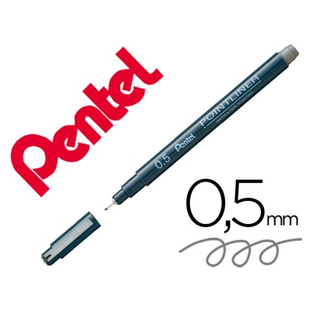 Marcador Pentel Pointliner com Tinta Pigmentada Cor Cinza Ponta de 0,5 Mm