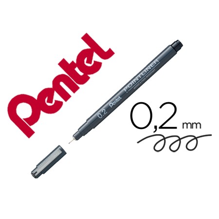 Marcador Pentel Pointliner com Tinta Pigmentada Cor Preto Ponta de 0,2 Mm