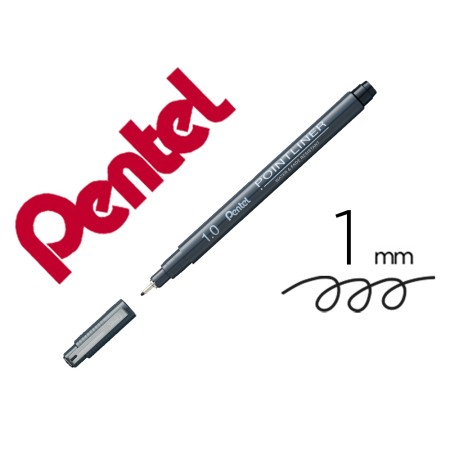 Marcador Pentel Pointliner com Tinta Pigmentada Cor Preto Ponta de 1,0 Mm