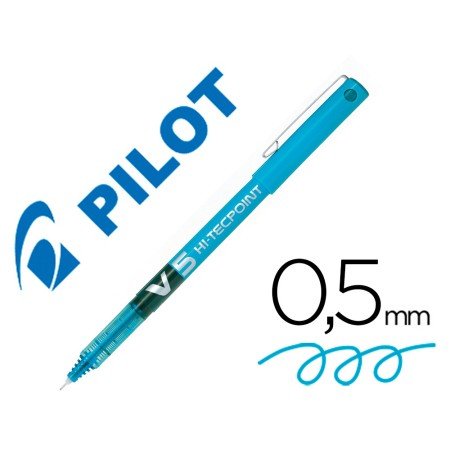 Marcador Pilot Ponta Fina V-5 Azul Claro 0.5 Mm