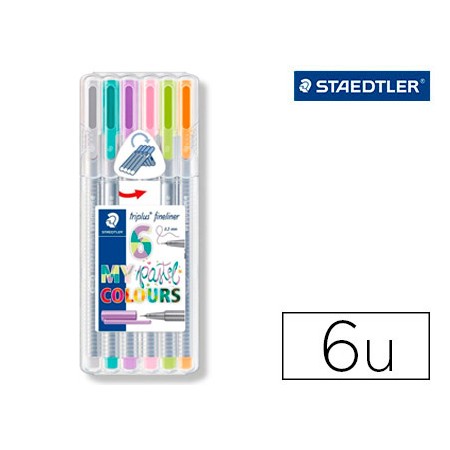 Marcador Staedtler Triplus Fineliner My Pastel Estojo de 6 Unidades Cores Sortidas