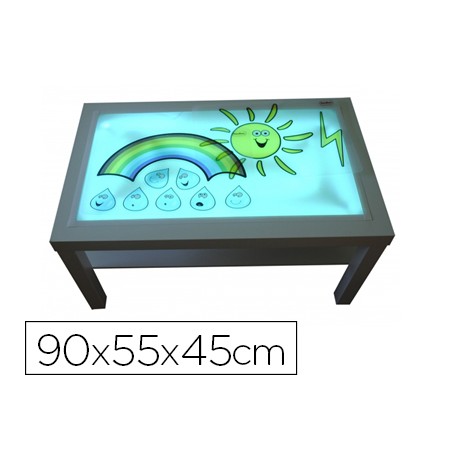 Mesa com Luz Henbea Madeira de Faia Superficie Metacrilato Branco E Luz Led 90X55X45 Cm