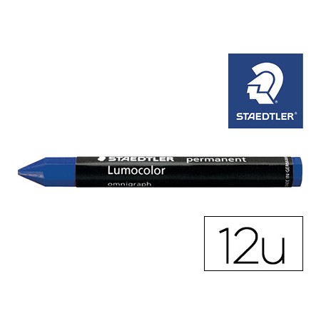 Minas Staedtler Para Marcar Azul Lumocor Permanente Omnigraph 236 Caixa de 12 Unidades