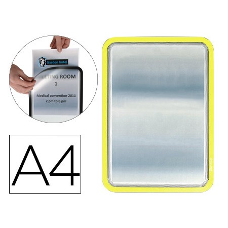 Moldura Porta-Anuncio Adesiva com Fecho Magnetico Tarifold Din A4 em Pvc Cor Amarelo Pack de 2 Unidades
