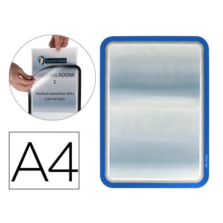 Moldura Porta-Anuncio Adesiva com Fecho Magnetico Tarifold Din A4 em Pvc Cor Azul Pack de 2 Unidades