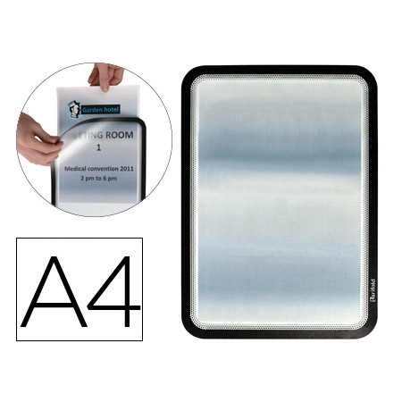 Moldura Porta-Anuncio Adesiva com Fecho Magnetico Tarifold Din A4 em Pvc Cor Preto Pack de 2 Unidades