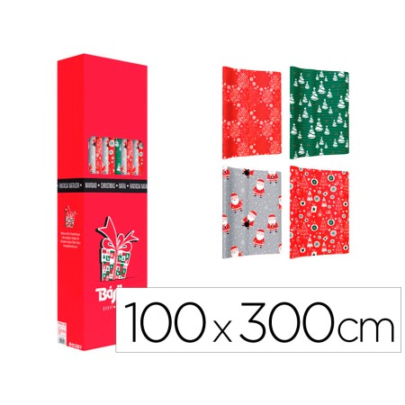 Papel Fantasia Basika Natal Rolo de 100 x 300 Cm Modelos Sortidos