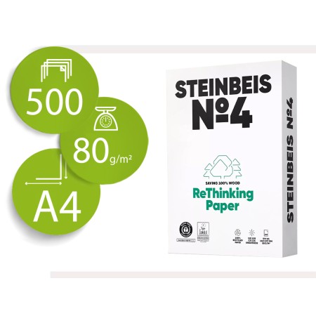 Papel Fotocopia Steinbeis N.4 100% Reciclado Din A4 80 Gr Embalagem de 500 Folhas