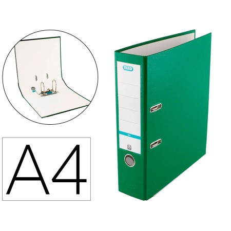 Pasta de Arquivo de Alavanca Elba Top Cartao Compacto Polipropileno com Rado Din A4 Lombada de 80 Mm Verde