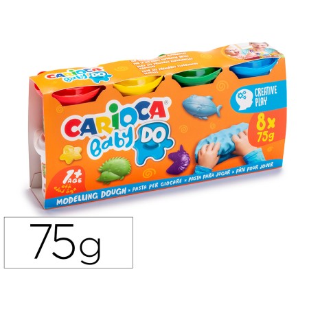 Pasta de Modelar Carioca Baby Dough Frasco 75 G Set de 8 Cores Sortidas