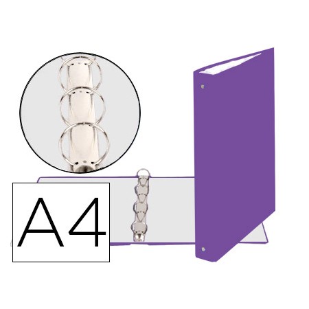 Pasta Exacompta de 4 Aneis 30Mm Redondos Din A4 Cartao Forrado Roxo