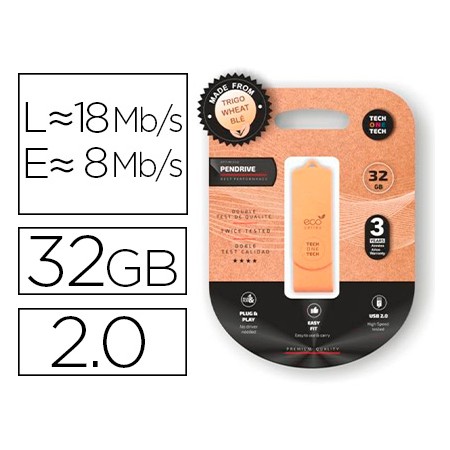 Pen Drive USB Tech One Tech Ecotech Biodegradavel 32 Gb USB 2.0